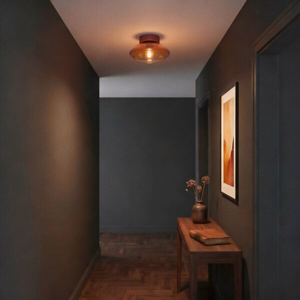 EGLO Plafoniera soffitto Salesiani, dimmerabile, Rosso, Soggiorno / Sala da pranzo, Vetro, Moderno, Plafoniera