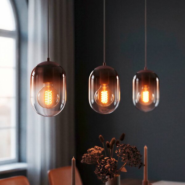 EGLO Lampada a sospensione Lequile, dimmerabile, Rosso, Soggiorno / Sala da pranzo, Vetro, Lampada a sospensione