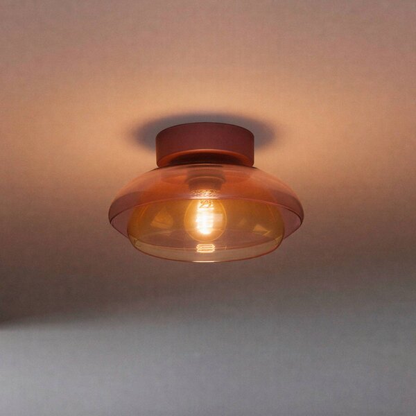 EGLO Plafoniera soffitto Salesiani, dimmerabile, Rosso, Soggiorno / Sala da pranzo, Vetro, Moderno, Plafoniera