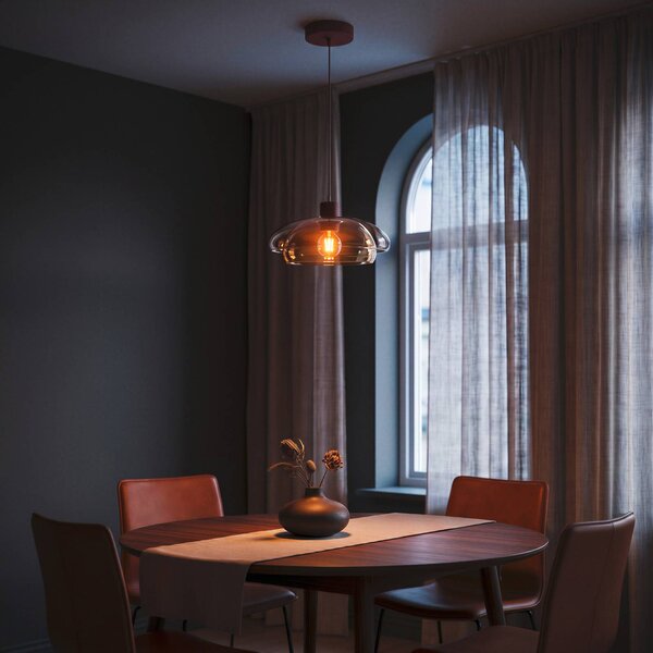 EGLO Lampada a sospensione Salesiani, dimmerabile, Rosso, Soggiorno / Sala da pranzo, Vetro, Moderno, Lampada a sospensione
