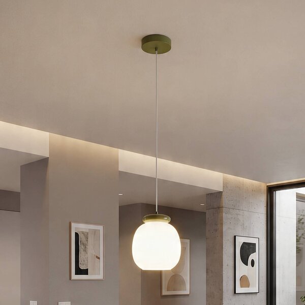 EGLO Lampada a sospensione Berardelli, dimmerabile, Bianco / Opale, Soggiorno / Sala da pranzo, Vetro, Moderno, Lampada a sospensione