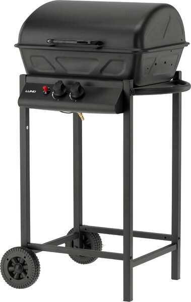 Griglia a gas 5,5 kW, 2 bruciatori, acciaio 60 × 53 x 102 cm