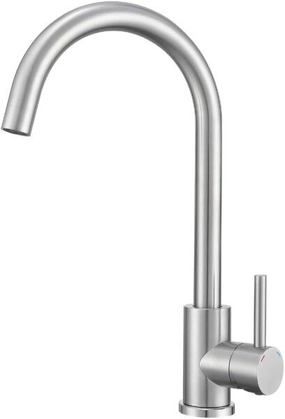 Rubinetto da cucina VBChome in acciaio inossidabile spazzolato con effetto granito, ruotabile a 360° – Rubinetto monocomando per lavello, rubinetto moderno per lavello