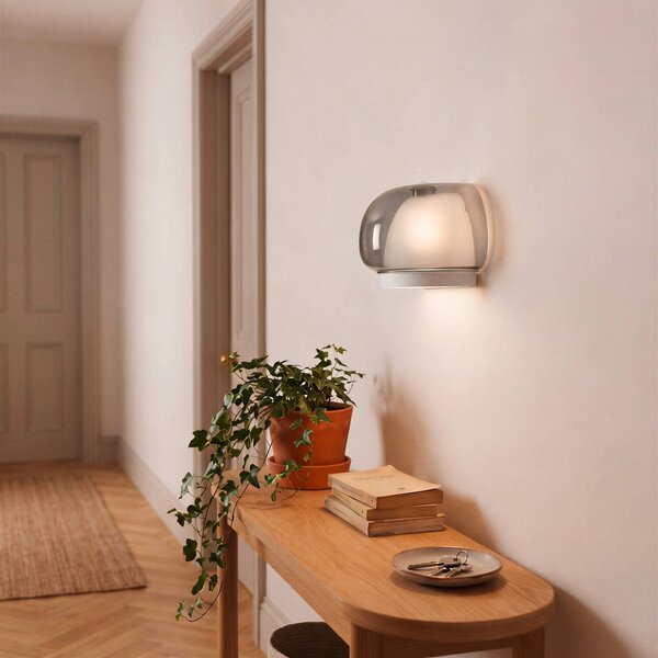 EGLO Applique da parete Belomontejo, Alluminio / Grigio / Zincato, Soggiorno / Sala da pranzo, Vetro, Giovanile, Applique