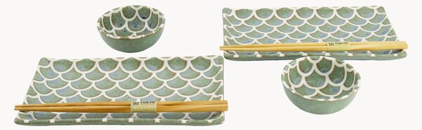 Set di 6 piatti da sushi in porcellana Mermaid, 2 persone