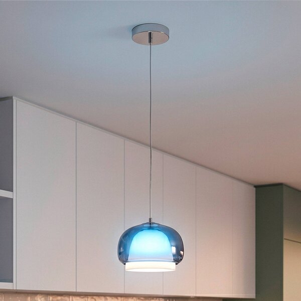 EGLO Lampada a sospensione Belomontejo, dimmerabile, Blu, Soggiorno / Sala da pranzo, Vetro, Giovanile, Lampada a sospensione