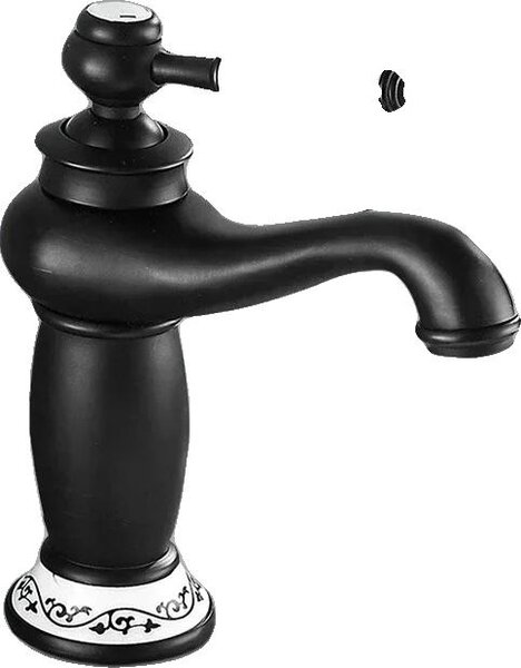 Rubinetto per lavabo, stile antico, portata elevata, ottone, nero