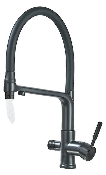 Rubinetto da cucina, doccetta estraibile, orientabile a 360 gradi, nero opaco