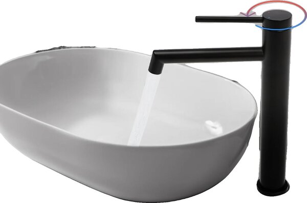 Miscelatore per lavabo, monocomando, acqua calda e fredda