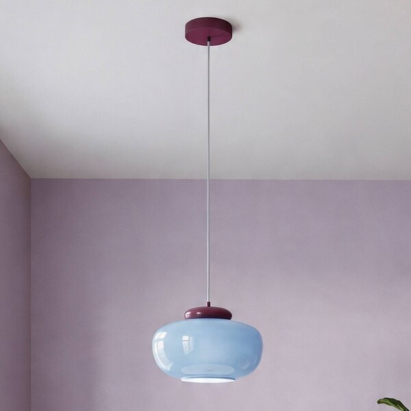 EGLO Lampada a sospensione Berardelli, dimmerabile, Blu, Soggiorno / Sala da pranzo, Vetro, Moderno, Lampada a sospensione
