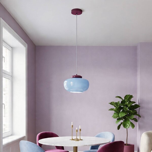 EGLO Lampada a sospensione Berardelli, dimmerabile, Blu, Soggiorno / Sala da pranzo, Vetro, Moderno, Lampada a sospensione