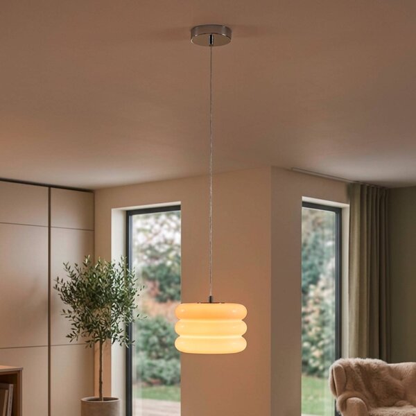 EGLO Lampada a sospensione Tortora, dimmerabile, Bianco / Opale, Soggiorno / Sala da pranzo, Vetro, Giovanile, Lampada a sospensione