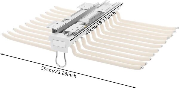 Portapantaloni estensibile - Organizer per armadio - A doppia fila con 22 aste - Portata 15 kg - 59x46 cm - Lega di alluminio e acciaio - Beige