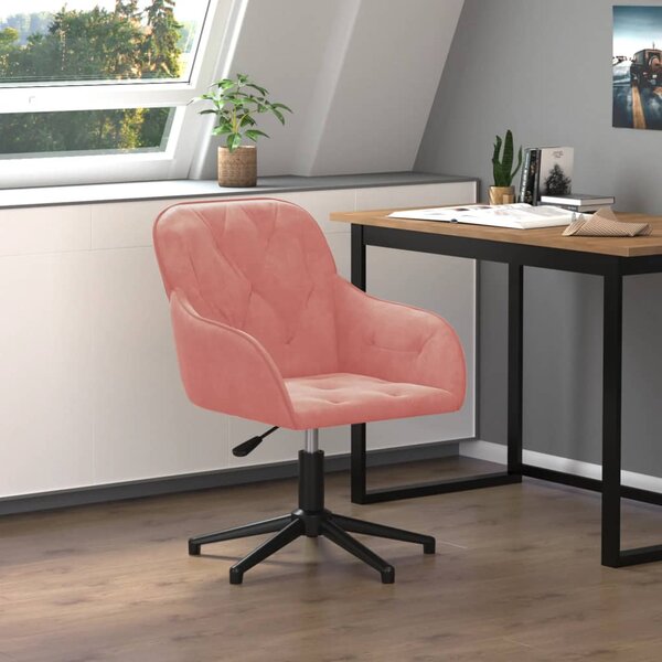 The Living Store Sedia da ufficio girevole in velluto rosa
