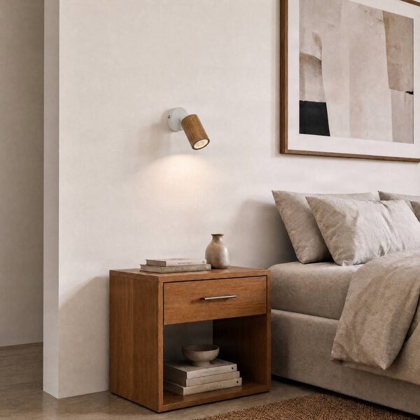 Faretto Nisse Luminex, dimmerabile, Bianco / Opale, Soggiorno / Sala da pranzo, Legno, Applique