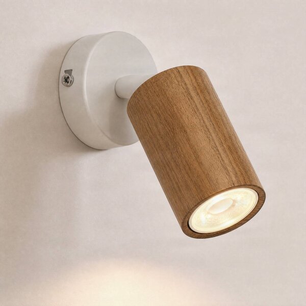 Faretto Nisse Luminex, dimmerabile, Bianco / Opale, Soggiorno / Sala da pranzo, Legno, Applique