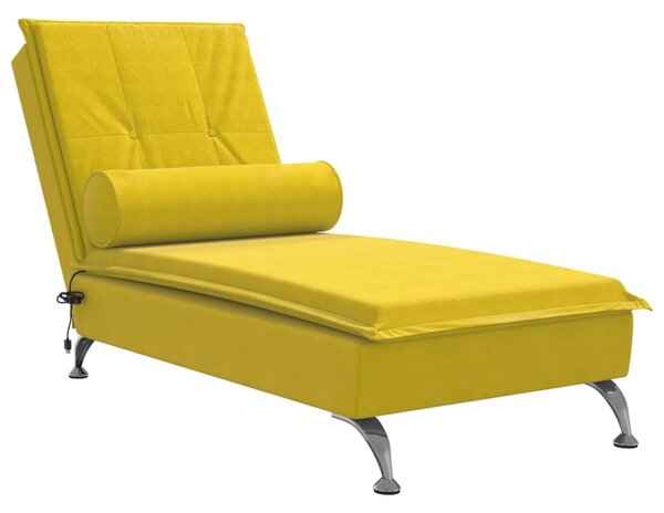 Chaise longue da massaggio con bolster in velluto giallo