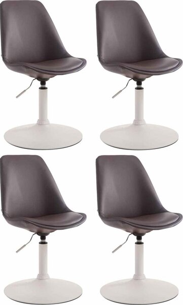 Set di 4 sedie da pranzo in Pelle finta - sedie - design moderno, seduta confortevole. Colore: marrone | colore base: bianco