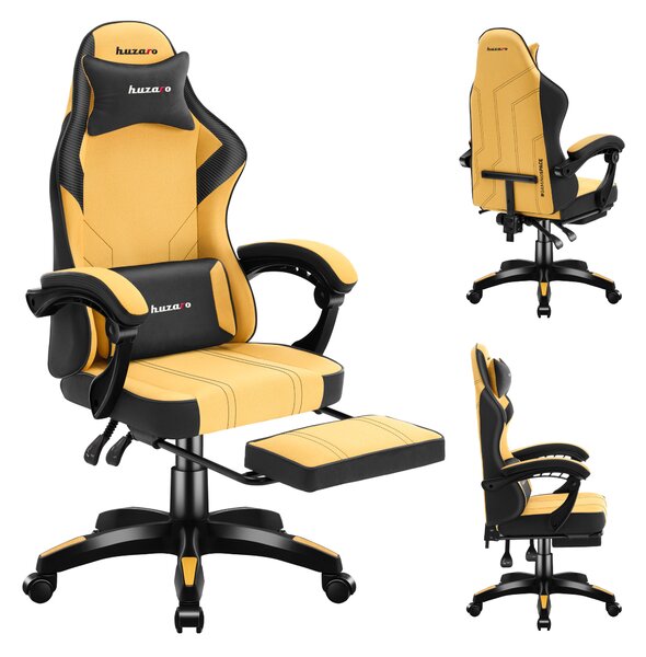 Sedia da gioco Huzaro Force 3.7 Yellow con design ergonomico, braccioli regolabili e tessuto resistente