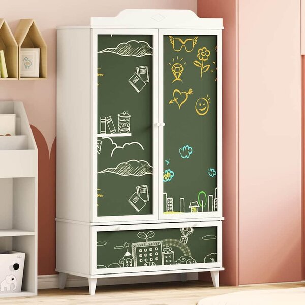 VidaXL Armadio lavagna con anta ROROS Bianco 90 x 45 x 165 cm
