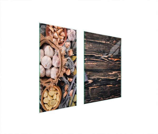Piastre copri fornelli 2 pezzi 75x52 Copri piano cottura in Vetroceramica tagliere in vetro verdure in legno