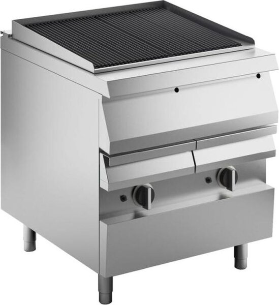 Barbecue a gas KBS Vaporgrill da 15 kW, con vaschetta d'acqua e rubinetto di scarico, scanalato, base chiusa