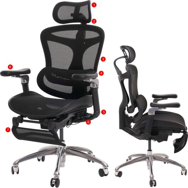 SIHOO sedia da ufficio, sedia da scrivania girevole, ergonomica, supporto lombare poggiapiedi 6D-braccioli regolabili nero