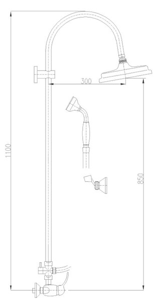 Slezák-RAV Miscelatore per doccia con soffione e doccetta L081/3 L081.5/3 - interasse 150 mm,... Colore: cromo, Dimensioni: 150 mm