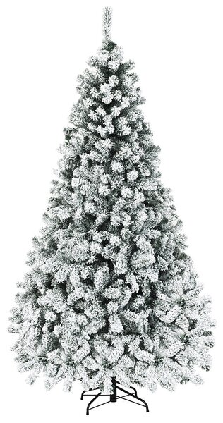 Costway Set di 2 Albero di Natale 225 cm in PVC 1010 rami, Abete artificiale innevato illuminato con solida base di metallo