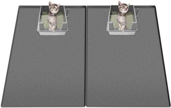 Azomor: grande tappetino in silicone per lettiere per gatti domestici con funzione di distribuzione della lettiera