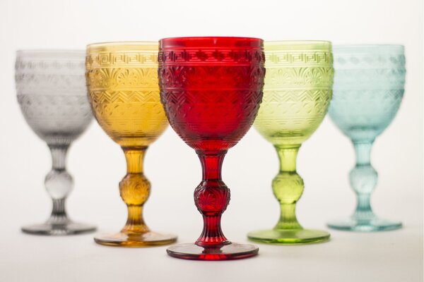 Bicchieri calici in vetro colorato set 6 calici 235 ml Mexico902