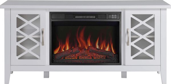 ArtiFlame Camino elettrico Odessa AF23S Camino elettrico da appoggio con funzione riscaldante da 1800 W, effetto fiamma realistico, illuminazione a LED, telecomando, timer, bianco