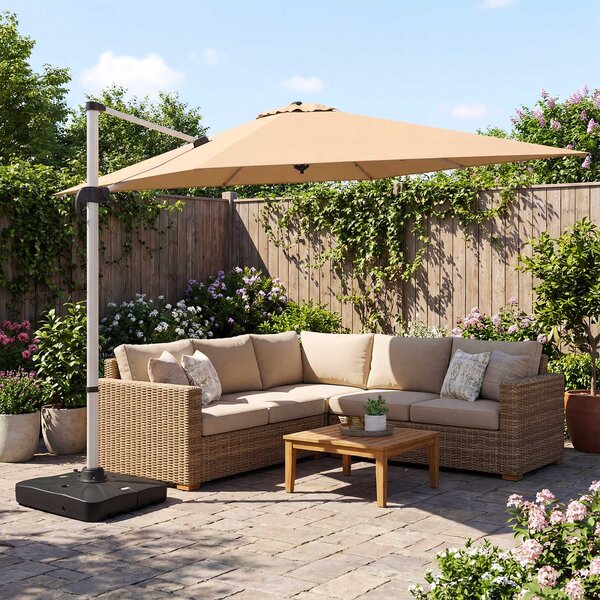 Costway Base per ombrellone da esterno con ruote 210 kg supporto pesante, Base quadrata riempibile con acqua e sabbia per giardino Nero