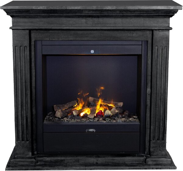 Caminetto a vapore acqueo Xaralyn - Cadiz EAL-SBU - pietra naturale nera - riscaldatore da 1500 watt - con telecomando - caminetto elettrico Opti-Myst - caminetto da incasso incluso - caminetto decorativo