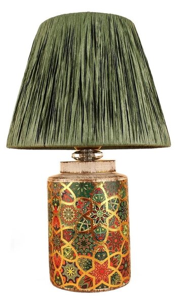 Lampada da tavolo verde con paralume in carta lavorata (altezza totale 38 cm) Alev – Opviq lights