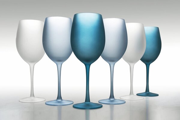 Bicchieri calici i vetro satinato frosted Blue Dream