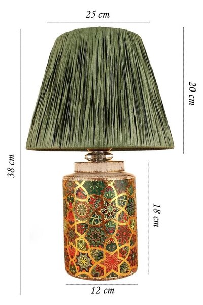 Lampada da tavolo verde con paralume in carta lavorata (altezza totale 38 cm) Alev – Opviq lights