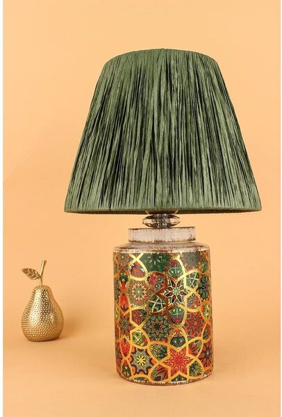 Lampada da tavolo verde con paralume in carta lavorata (altezza totale 38 cm) Alev – Opviq lights