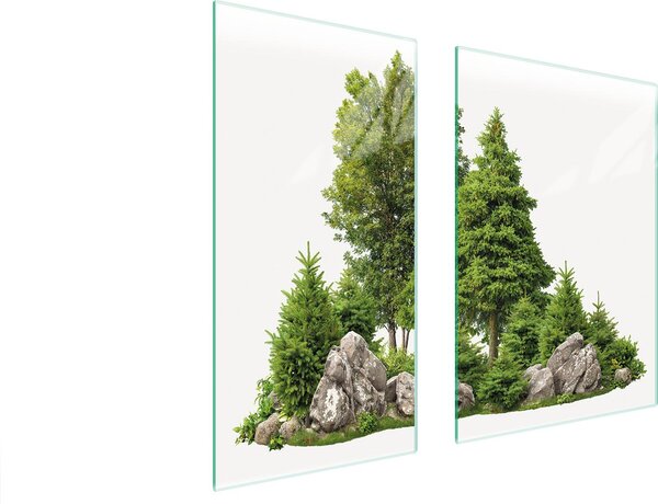 Piastre copri fornelli 2 pezzi 75x52 Copri piano cottura in Vetroceramica tagliere in vetro verde bosco