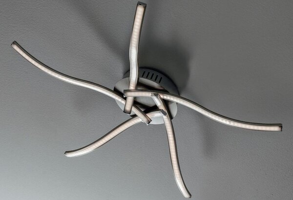 NEBULA PLAFONIERA MODERNA D65 CM IN METALLO FINITURA NICHEL SATINATO LED 17,5W LUCE 3000K