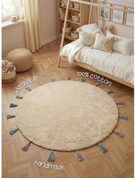 Tappeto per bambini color crema in cotone lavabile/tessuto a mano ø160 cm Snuggle Sunna – Hanse Home
