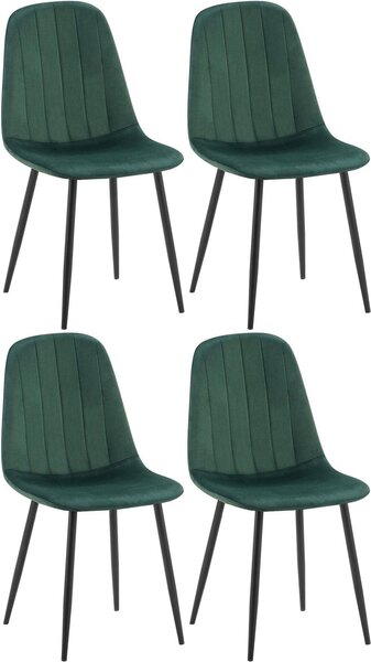 Set di quattro sedie da pranzo moderne - sedie da cucina - confortevole rivestimento in velluto