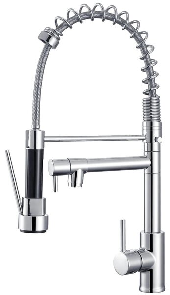 Rubinetto da cucina, doppio allacciamento idraulico, design professionale, cromato, L
