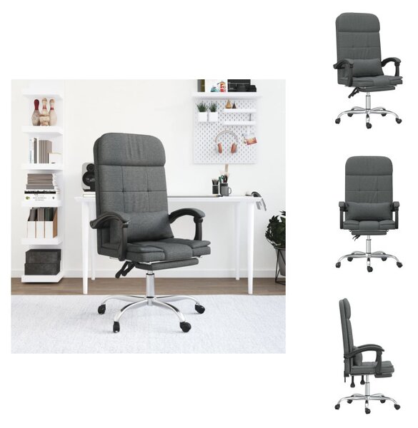 VidaXL Sedia da ufficio con funzione massaggio in tessuto grigio scuro - Sedie da ufficio