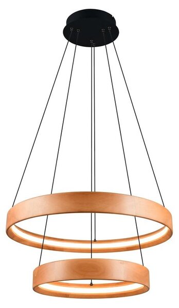 TRIO 355039130 LYNWOOD Lampada a sospensione D600 mm LED SMD 37 W/4300 lm 3000 K in legno, dimmer con interruttore