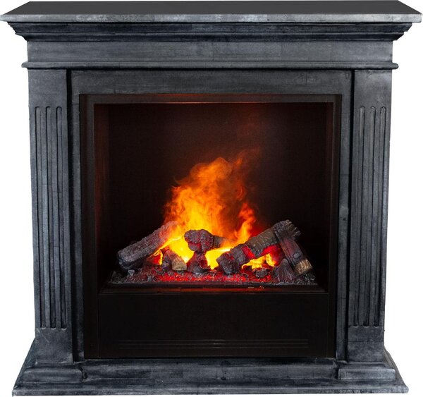 Caminetto a vapore acqueo Xaralyn - Cadiz EC6-SWU - pietra naturale lucida nera - con telecomando - caminetto elettrico Opti-Myst - caminetto da incasso incluso - caminetto decorativo