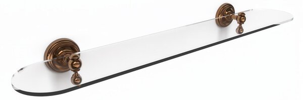 Mensola doccia bagno BRITISH 60x13,5xh 6,15cm -ripiano in vetro temperato Fissaggio viti e stop Stile Inglese Classico primo Novecento bronzo lucido