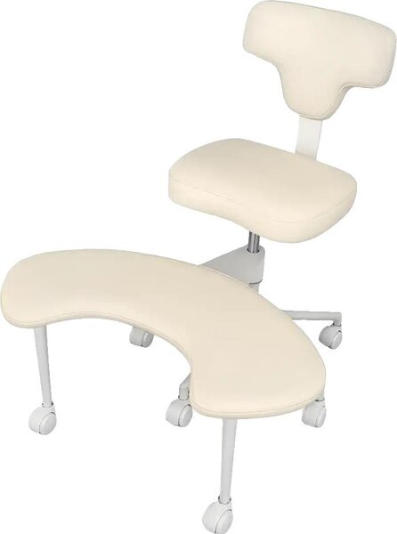 Sedia da ufficio a gambe incrociate, design ergonomico, supporto lombare, beige