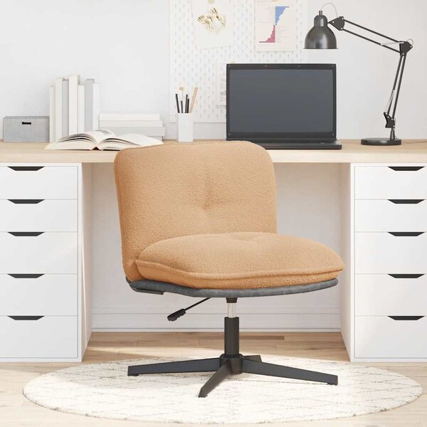 Sedia da Ufficio Girevole in Tessuto Riccio Beige Effetto Lana