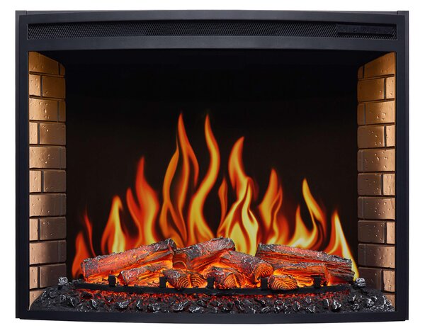 Caminetto elettrico ArtiFlame AF33, caminetto elettrico da incasso con riscaldamento da 1800 W, effetto fiamma realistico, illuminazione a LED, telecomando, timer, nero